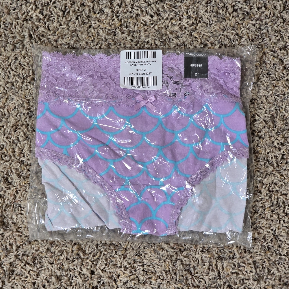 Torrid Size 2 (XXL) Cotton Mid Rise Hipster Lace Trim Panty
